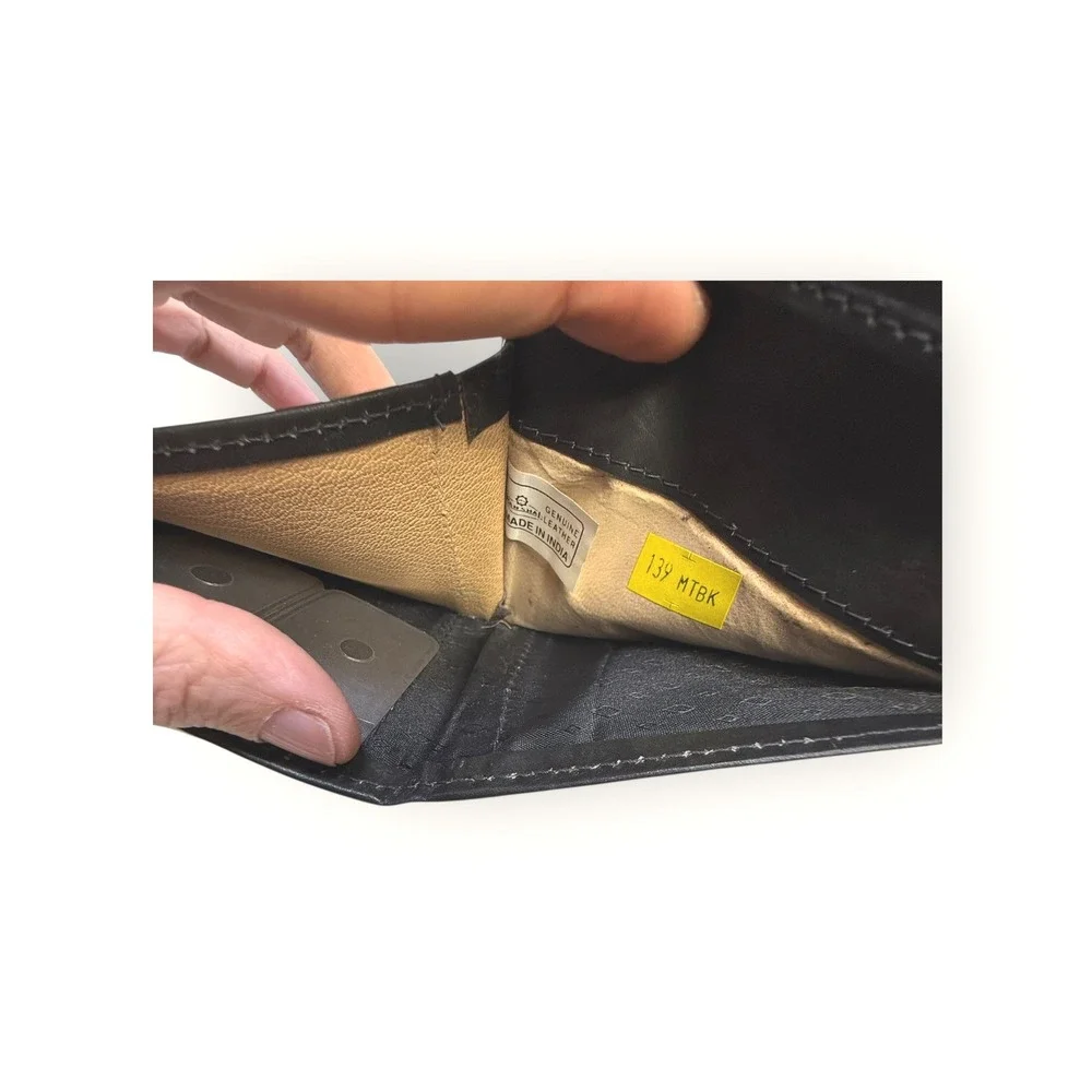 Marshal Genuine Leather Black Bifold Wallet Travel Money Credit Card Holder